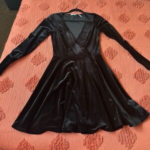 Urban Outfitters Black Velvet Long Sleeve Dress
